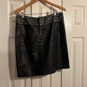Black leather skirt with rhinestones